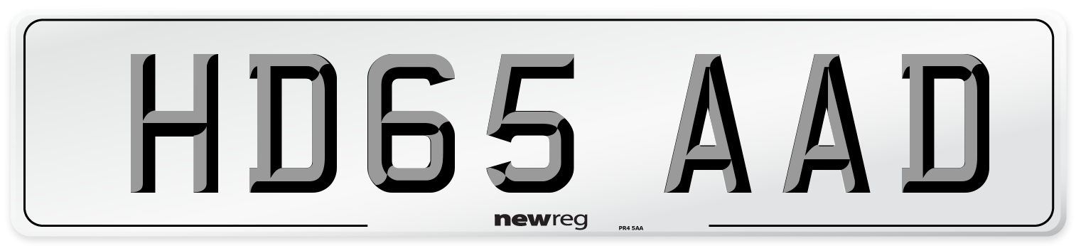 HD65 AAD Number Plate from New Reg